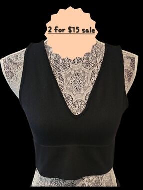 wild fable Black Ribbed V-Neck Crop Tank sz XL *2/$15 SALE